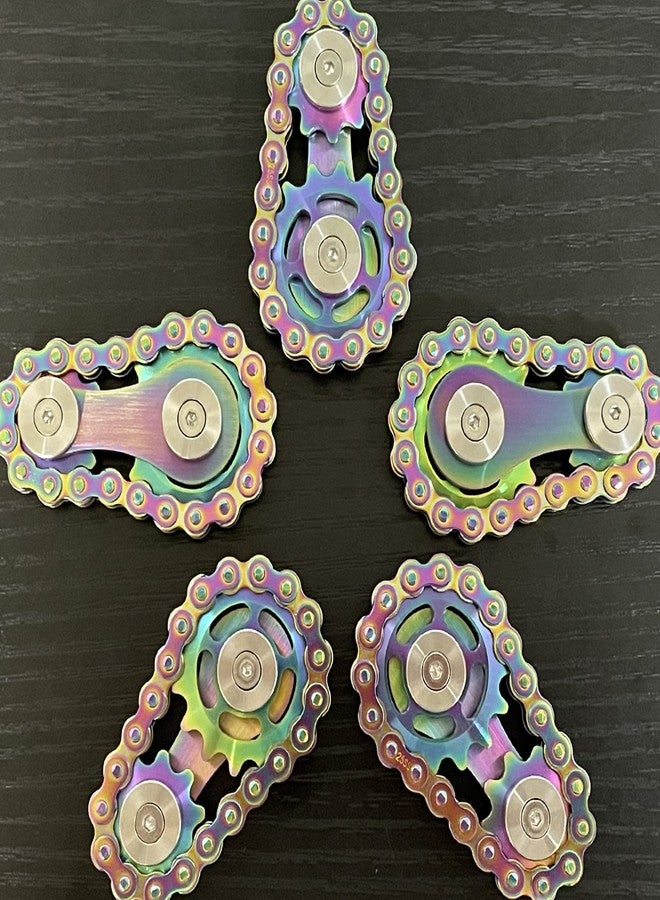 Bitopbi Sprocket Fidgets Chain Stainless Steel Fidget Cube Gears Linkage Bike Chain Novelty Fidget Block Kinetic Desk Metal EDC Focus Meditation Break Bad Habits ADHD (Rainbow) - Image 3